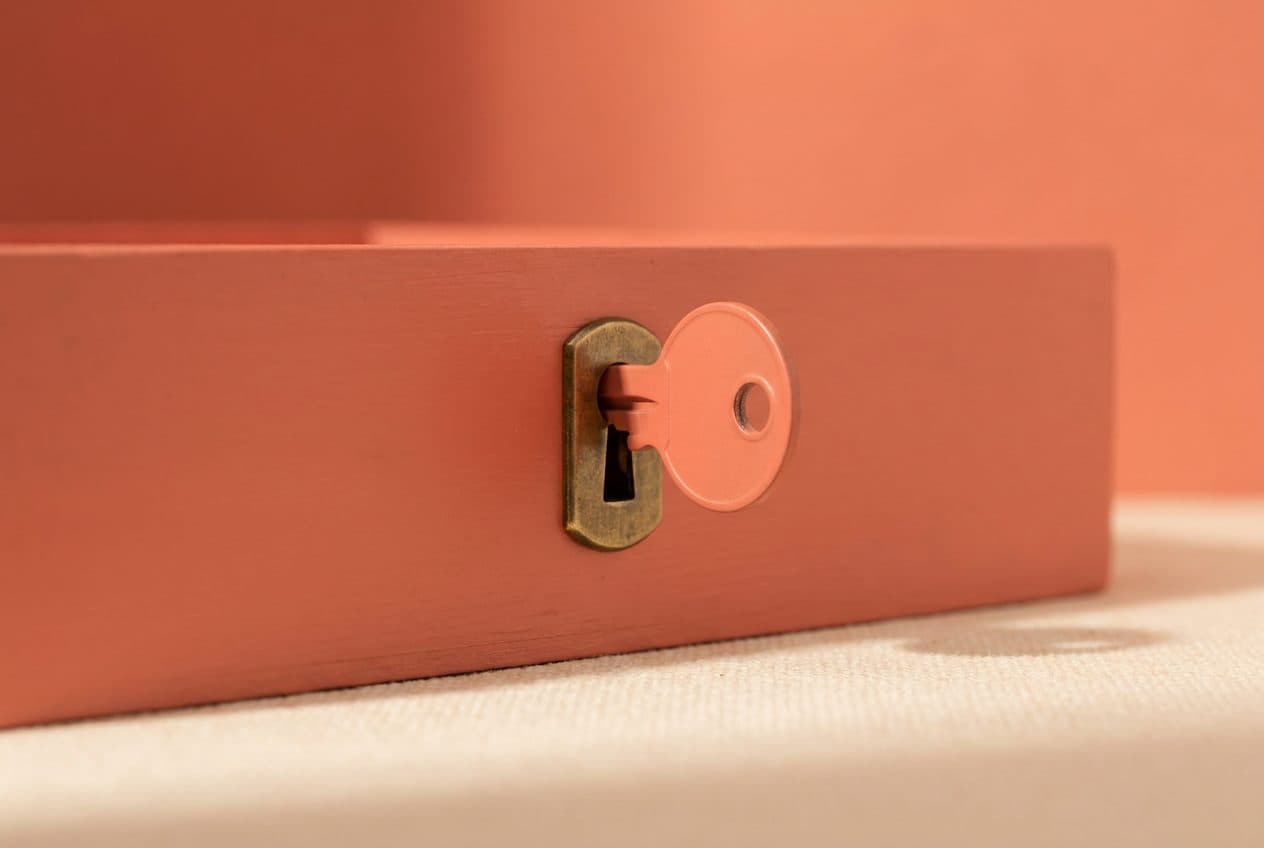 A key resting in a keyhole, the way caffeine sits in the tiredness signal's slot.